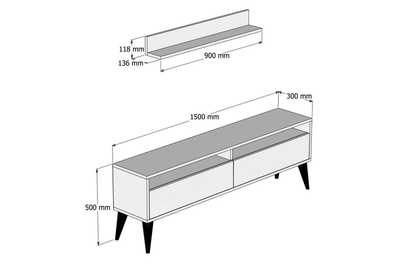 TV-møbelsett Nyarai 150 cm - Valnøtt/Brun - Møbler - TV- & Mediamøbler - TV-møbelsett