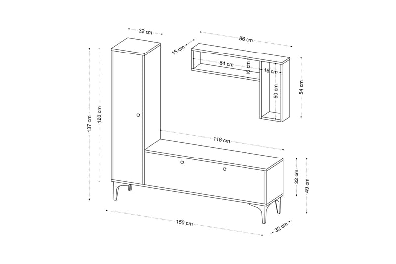 Tv-møbelsett Urgby 118x49 cm - Blå - Møbler - TV- & Mediamøbler - TV-møbelsett