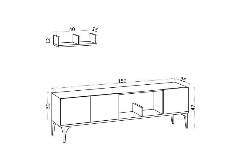 Tv-møbelsett Urgby 150x47 cm - Blå - Møbler - TV- & Mediamøbler - TV-møbelsett