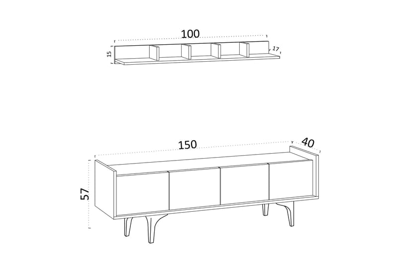 Tv-møbelsett Urgby 150x57 cm - Blå - Møbler - TV- & Mediamøbler - TV-møbelsett