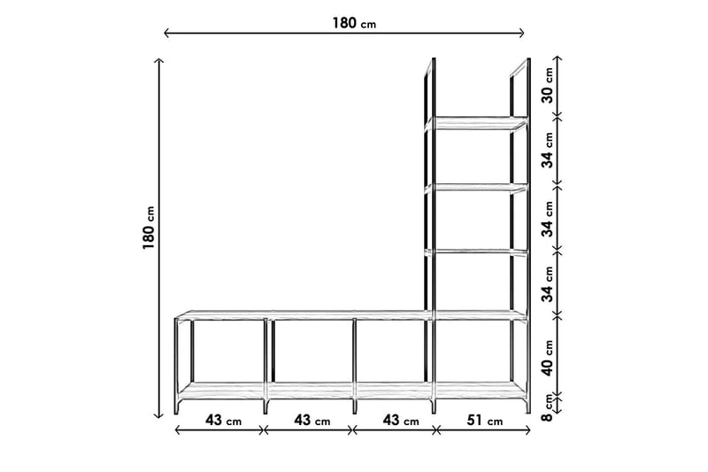 Tv-møbelsett Zakkum 180x180 cm - Brun - Møbler - TV- & Mediamøbler - TV-møbelsett