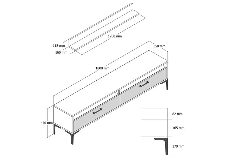 Tv-møbelsett Zakkum 180x47 cm - Brun - Møbler - TV- & Mediamøbler - TV-møbelsett