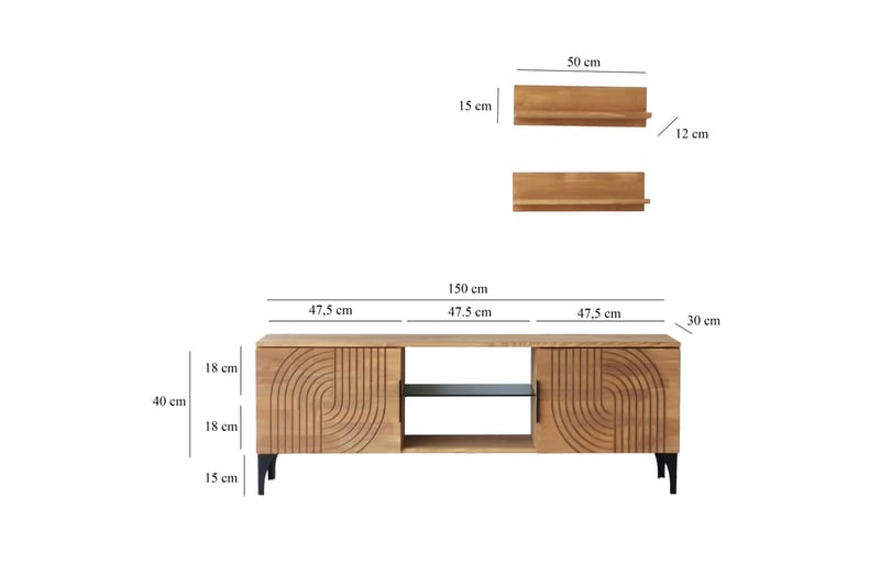 Tv-møbelsett Zakkum 50x15 cm - Brun - Møbler - TV- & Mediamøbler - TV-møbelsett