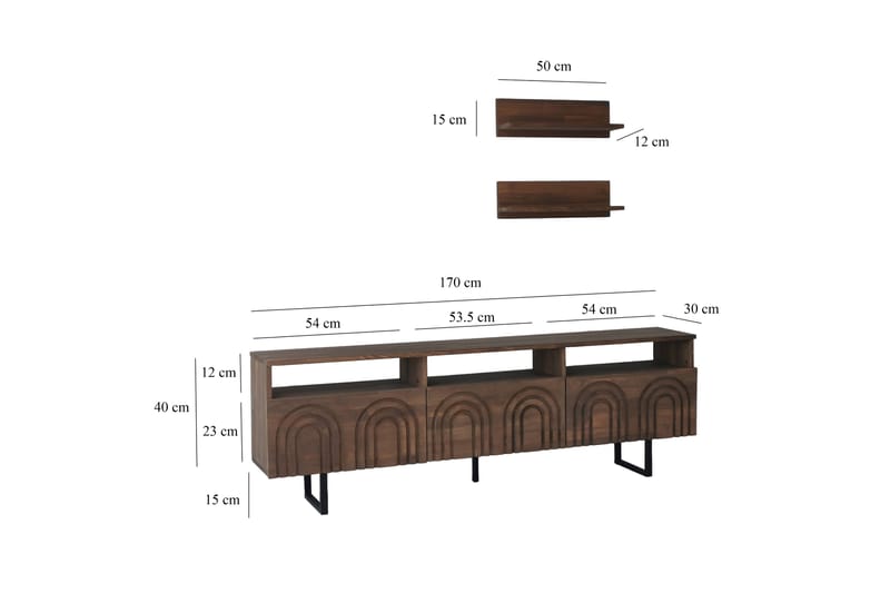 Tv-møbelsett Zakkum 50x15 cm - Brun - Møbler - TV- & Mediamøbler - TV-møbelsett