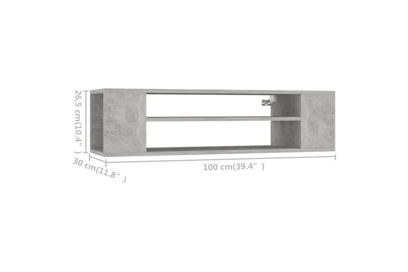 Hengende TV-benk betonggrå 100x30x26,5 cm sponplate - Grå - Møbler - TV- & Mediamøbler - TV-skap