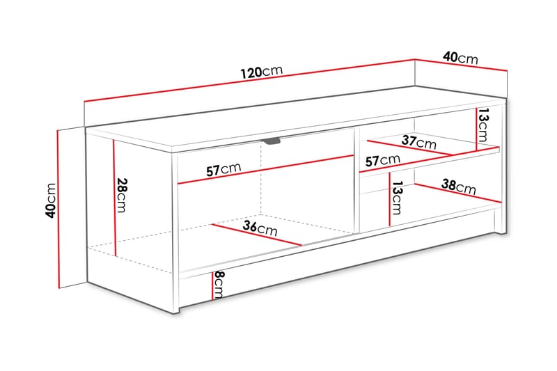 TV-skap Kintore 120 cm - Beige - Møbler - TV- & Mediamøbler - TV benk & mediabenk