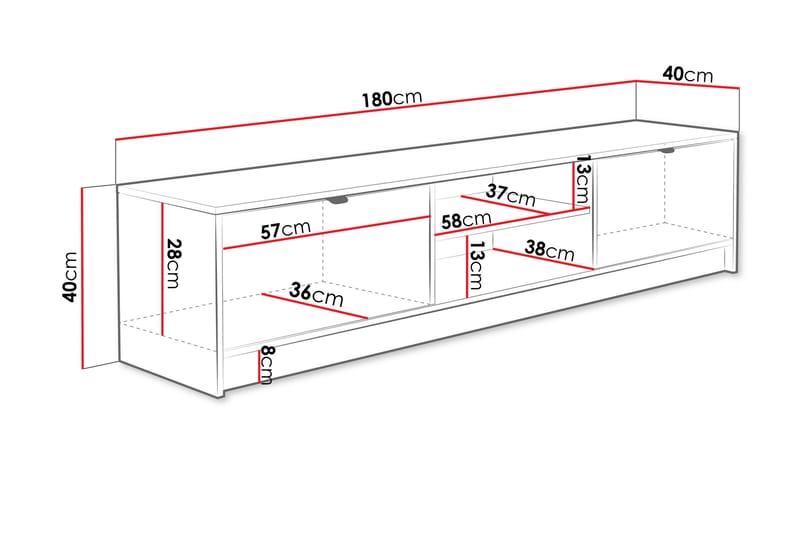 TV-skap Novaj 180 cm - Beige - Møbler - TV- & Mediamøbler - TV benk & mediabenk