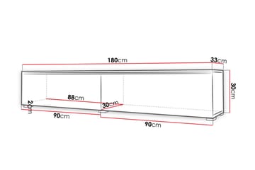 TV-benk Cuguen med oppbevaring 180x32x30 cm - Hvit - Møbler - TV- & Mediamøbler - TV-skap