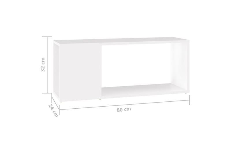 TV-benk hvit 80x24x32 cm sponplate - Hvit - Møbler - TV- & Mediamøbler - TV-skap