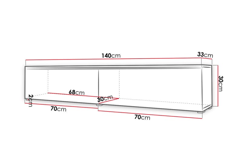 TV-benk Lourmais 140 cm LED-belysning - Hvit/Hvit LED - Møbler - TV- & Mediamøbler - TV-skap