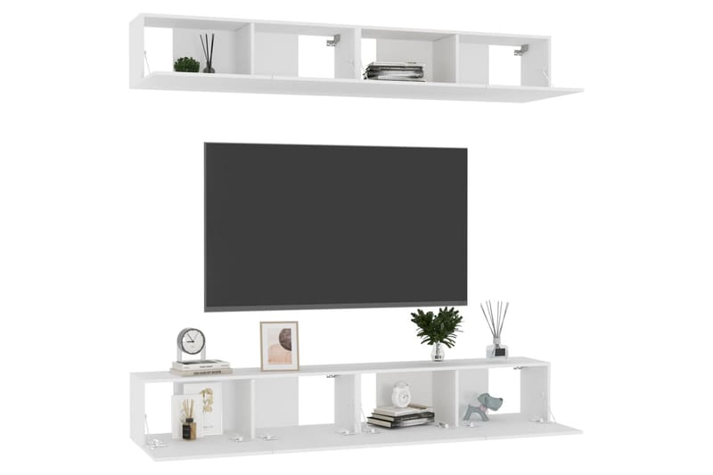 TV-benker 4 stk hvit 100x30x30 cm sponplate - Hvit - Møbler - TV- & Mediamøbler - TV-skap