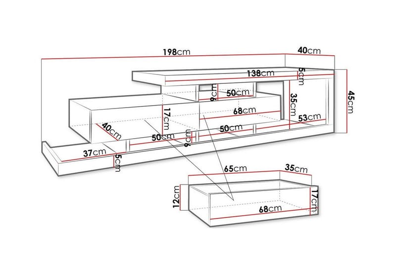 TV-skap Carbost 198 cm - Hvid - Møbler - TV- & Mediamøbler - TV-skap