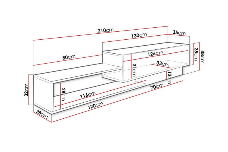 TV-skap Carbost 210 cm - Hvid - Møbler - TV- & Mediamøbler - TV-skap