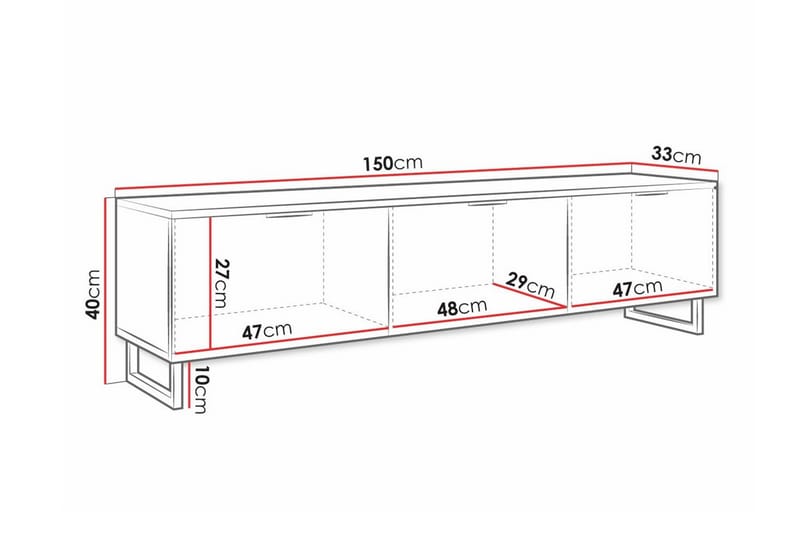 TV-skap Galbally 150 cm - Hvid - Møbler - TV- & Mediamøbler - TV-skap