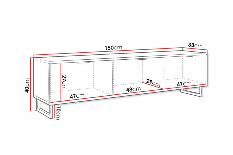 TV-skap Galbally 150 cm - Svart - Møbler - TV- & Mediamøbler - TV-skap