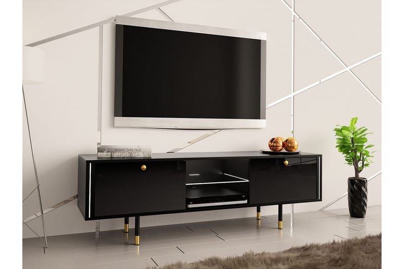 TV-skap Glenndale 160 cm - Svart - Møbler - TV- & Mediamøbler - TV-skap