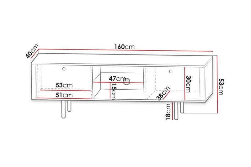 TV-skap Glenndale 160 cm - Svart - Møbler - TV- & Mediamøbler - TV-skap