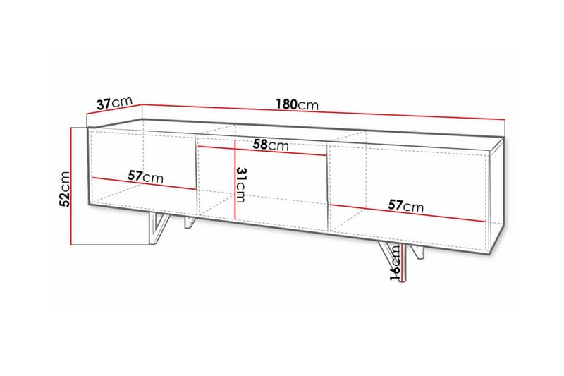 TV-skap Glenndale 180 cm - Hvid - Møbler - TV- & Mediamøbler - TV-skap