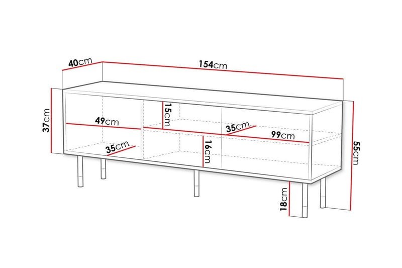 TV-skap Juniskär 154 cm - Svart - Møbler - TV- & Mediamøbler - TV-skap