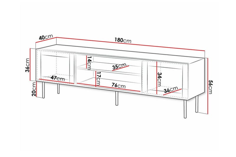 TV-skap Juniskär 180 cm - Svart - Møbler - TV- & Mediamøbler - TV-skap