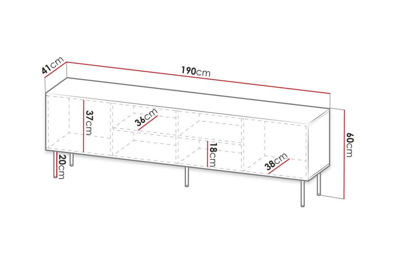 TV-skap Juniskär 190 cm - Svart - Møbler - TV- & Mediamøbler - TV-skap