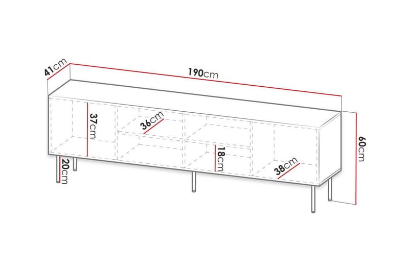 TV-skap Juniskär 190 cm - Svart - Møbler - TV- & Mediamøbler - TV-skap