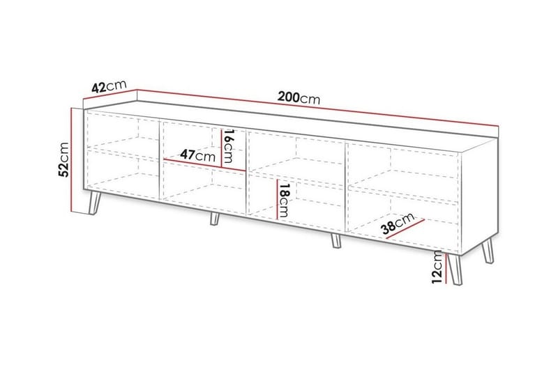 TV-skap Juniskär 200 cm - Svart - Møbler - TV- & Mediamøbler - TV-skap