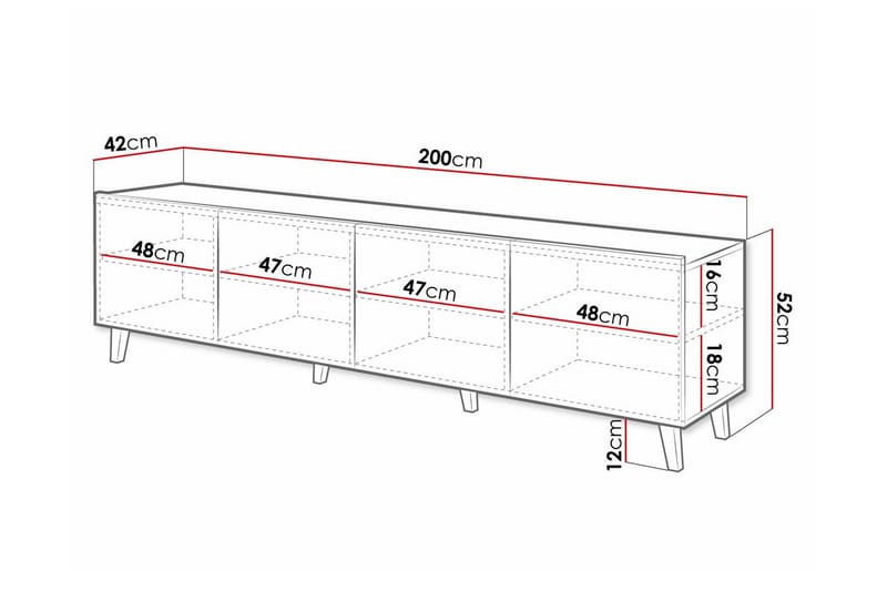 TV-skap Juniskär 200 cm - Svart - Møbler - TV- & Mediamøbler - TV-skap