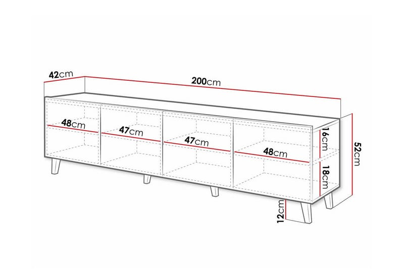 TV-skap Juniskär 200 cm - Svart - Møbler - TV- & Mediamøbler - TV-skap