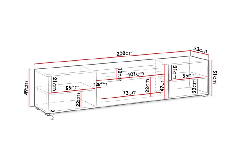 TV-skap Juniskär 200 cm - Svart - Møbler - TV- & Mediamøbler - TV-skap