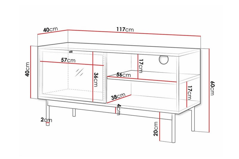 TV-skap Kintore 117 cm - Svart - Møbler - TV- & Mediamøbler - TV-skap