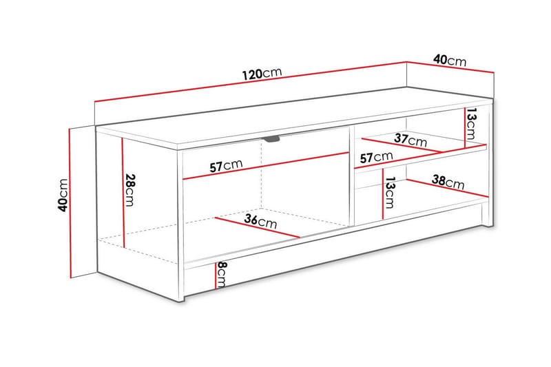 TV-skap Kintore 120 cm - Svart - Møbler - TV- & Mediamøbler - TV-skap