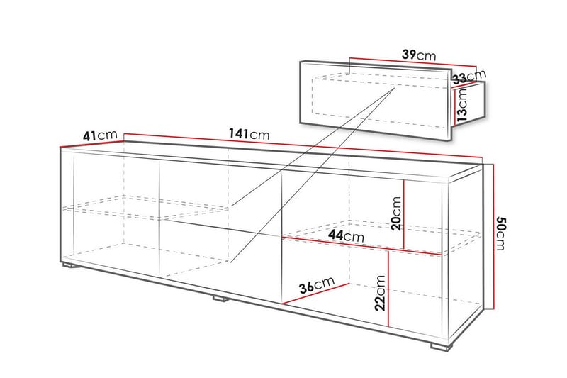 TV-skap Kintore 141 cm - Hvid - Møbler - TV- & Mediamøbler - TV-skap