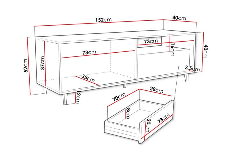 TV-skap Kintore 152 cm - Brun - Møbler - TV- & Mediamøbler - TV-skap