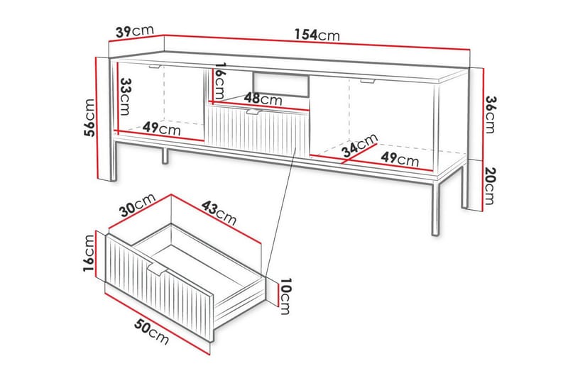 TV-skap Klinkerville 154 cm - Hvid - Møbler - TV- & Mediamøbler - TV-skap