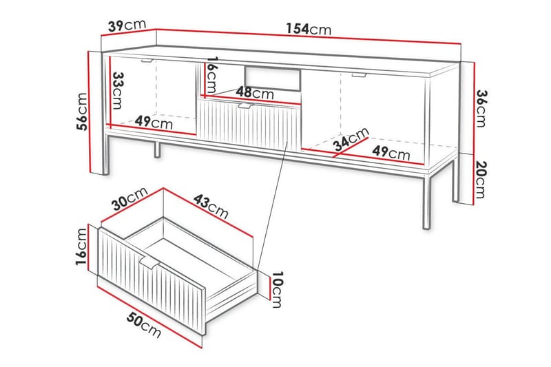 TV-skap Klinkerville 154 cm - Hvid - Møbler - TV- & Mediamøbler - TV-skap