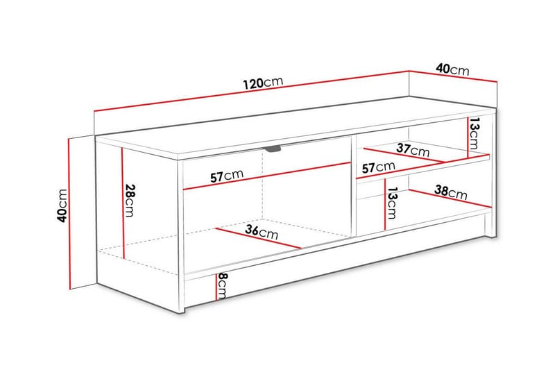 TV-skap Novaj 120 cm - Hvid - Møbler - TV- & Mediamøbler - TV-skap