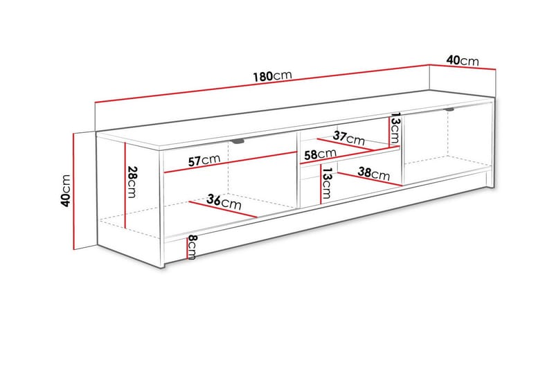 TV-skap Novaj 180 cm - Hvid - Møbler - TV- & Mediamøbler - TV-skap