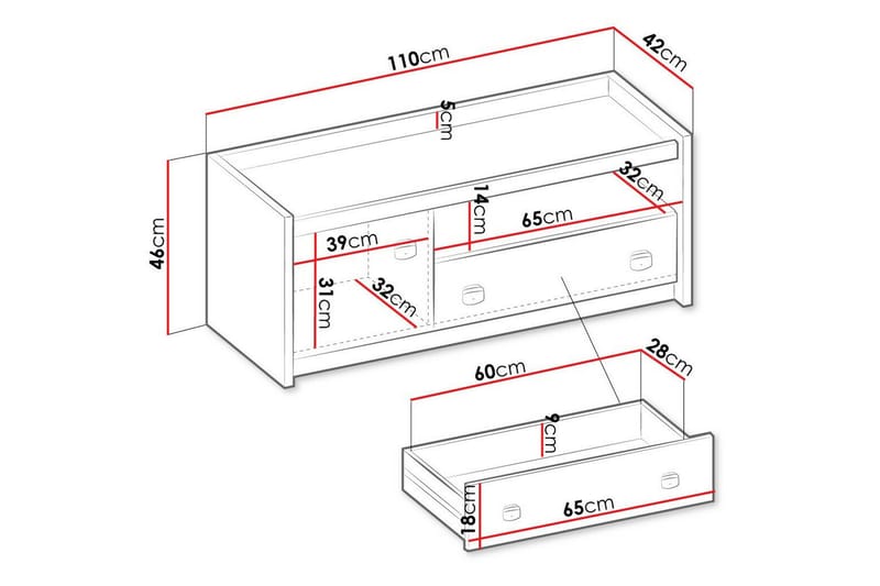 TV-skap Rathmore 110 cm - Grå - Møbler - TV- & Mediamøbler - TV-skap