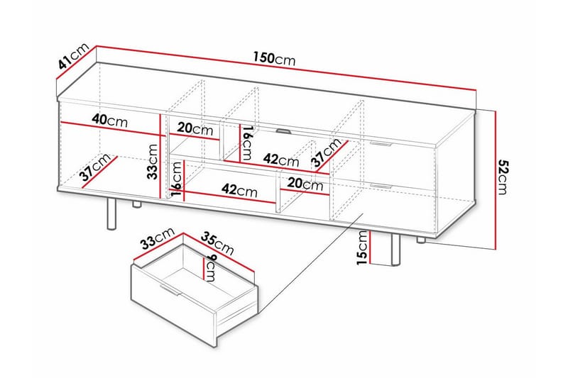 TV-skap Staffin 150 cm - Svart - Møbler - TV- & Mediamøbler - TV-skap