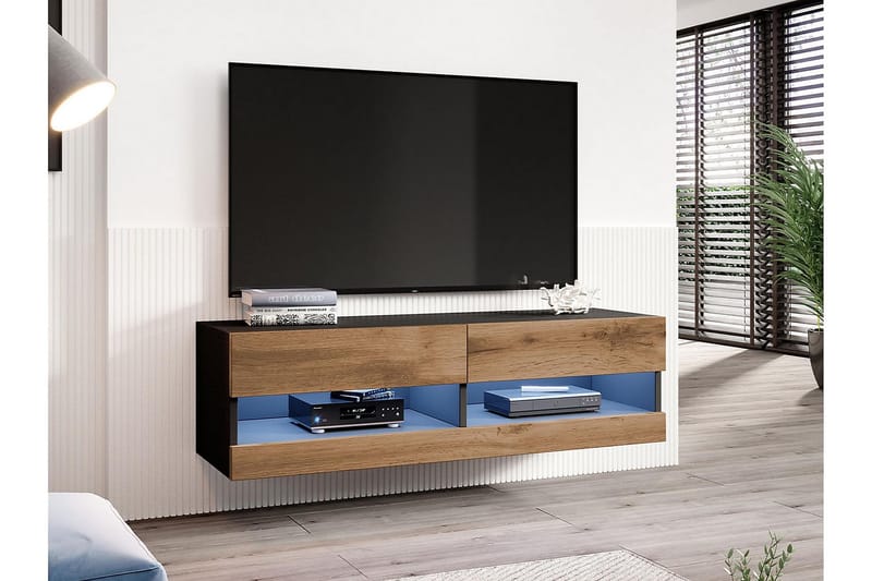 Tv-skap Veria 140 cm - Natur/Svart - Møbler - TV- & Mediamøbler - TV-skap