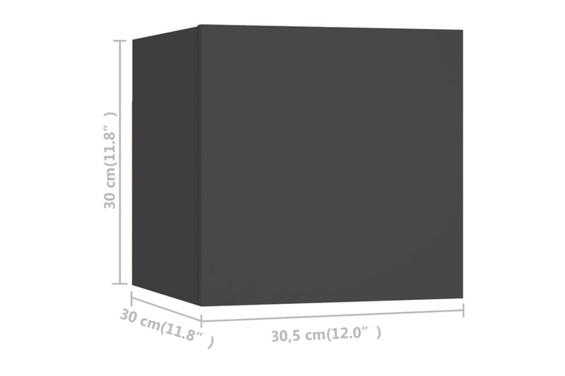 Vegghengte TV-benker 8 stk grå 30,5x30x30 cm - Grå - Møbler - TV- & Mediamøbler - TV-skap