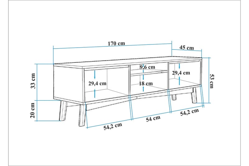 Valsot TV-benk 170 cm - Brun - Møbler - TV- & Mediamøbler - TV benk & mediabenk