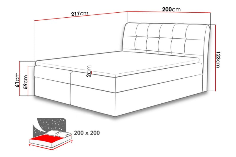 Alvik Sengpakke Kontinentalseng 200x200 cm - Hvit - Møbler - Senger - Kontinentalsenger