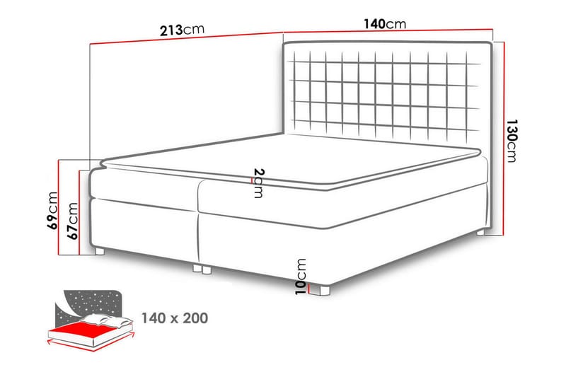 Asti Sengpakke Kontinentalseng 140x200 cm - Mørk grå - Møbler - Senger - Kontinentalsenger