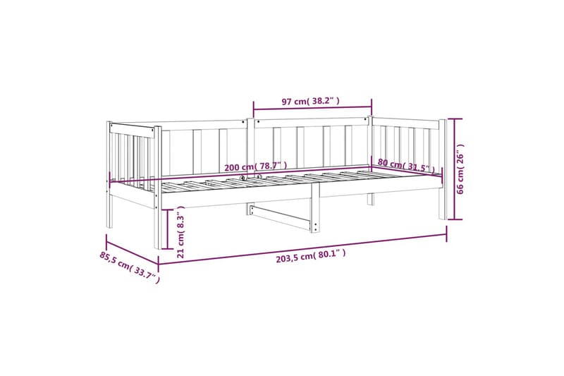 beBasic Dagseng 80x200 cm heltre furu - Brun - Møbler - Senger - Sengeramme & sengestamme