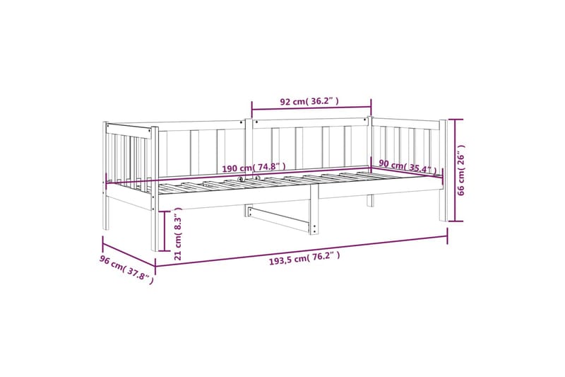 beBasic Dagseng 90x190 cm heltre furu - Brun - Møbler - Senger - Sengeramme & sengestamme