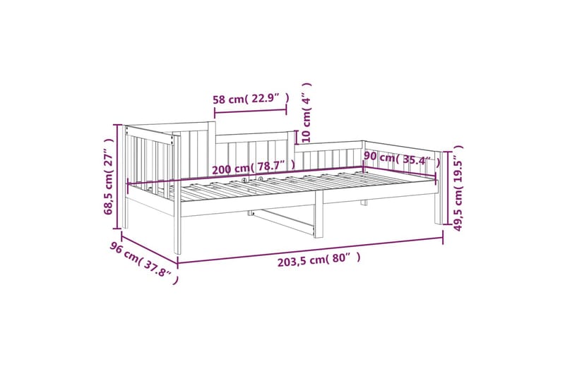 beBasic Dagseng 90x200 cm heltre furu - Brun - Møbler - Senger - Sengeramme & sengestamme