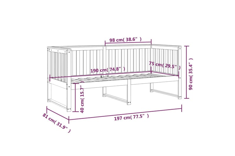 beBasic Dagseng grå 75x190 cm heltre furu - GrÃ¥ - Møbler - Senger - Sengeramme & sengestamme