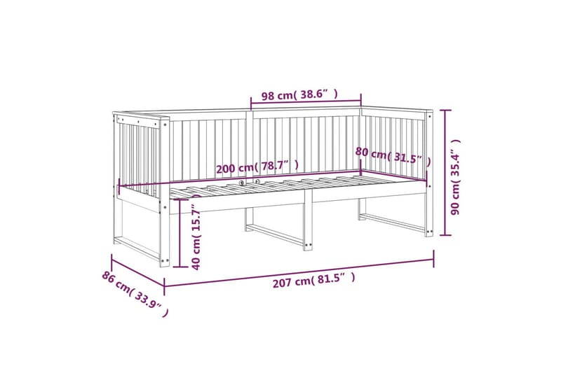 beBasic Dagseng grå 80x200 cm heltre furu - GrÃ¥ - Møbler - Senger - Sengeramme & sengestamme